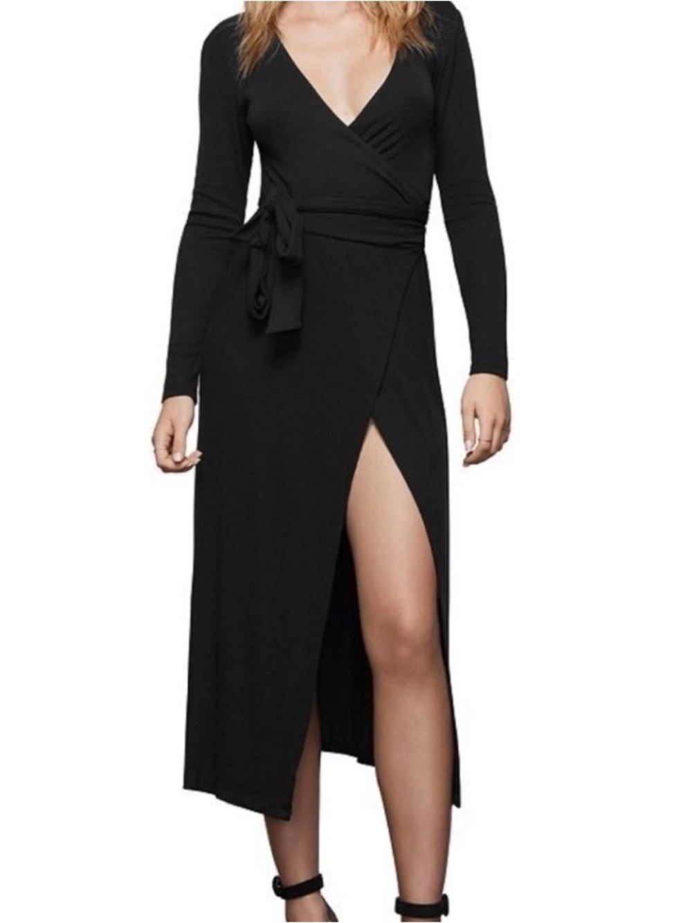 Good American Black Long-Sleeve Maxi Dress